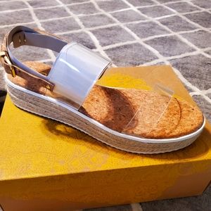Espadrilles Flatform Wedge Sandals Clear